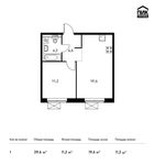 Планировка 1-комнатной квартиры, 39,4 м2