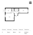 Планировка 3-комнатной квартиры, 76,6 м2