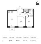 Планировка 2-комнатной квартиры, 58,1 м2