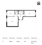 Планировка 3-комнатной квартиры, 75,8 м2