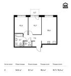 Планировка 2-комнатной квартиры, 54,4 м2