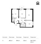Планировка 3-комнатной квартиры, 68,3 м2