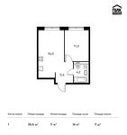 Планировка 1-комнатной квартиры, 36,6 м2