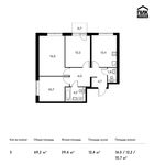 Планировка 3-комнатной квартиры, 69,2 м2