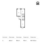 Планировка 2-комнатной квартиры, 66,4 м2