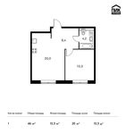 Планировка 1-комнатной квартиры, 46 м2