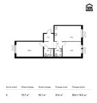 Планировка 2-комнатной квартиры, 72,7 м2