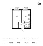 Планировка 1-комнатной квартиры, 35,6 м2