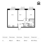 Планировка 2-комнатной квартиры, 54,2 м2