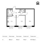 Планировка 2-комнатной квартиры, 56,5 м2