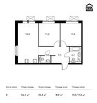 Планировка 2-комнатной квартиры, 56,2 м2