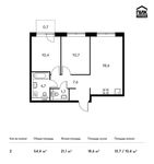 Планировка 2-комнатной квартиры, 54,4 м2
