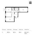 Планировка 3-комнатной квартиры, 88,9 м2