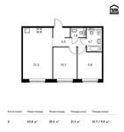 Планировка 2-комнатной квартиры, 53,8 м2