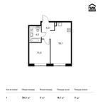 Планировка 1-комнатной квартиры, 38,2 м2