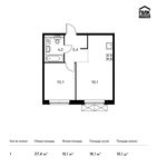 Планировка 1-комнатной квартиры, 37,4 м2