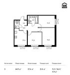 Планировка 3-комнатной квартиры, 64,9 м2