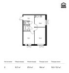 Планировка 2-комнатной квартиры, 51,7 м2