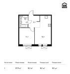Планировка 1-комнатной квартиры, 37,9 м2