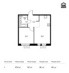 Планировка 1-комнатной квартиры, 37,6 м2