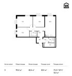 Планировка 3-комнатной квартиры, 93,4 м2