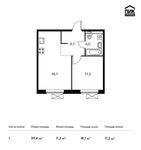 Планировка 1-комнатной квартиры, 39,4 м2