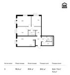 Планировка 3-комнатной квартиры, 90,4 м2