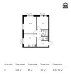 Планировка 2-комнатной квартиры, 52,4 м2