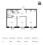Планировка 2-комнатной квартиры, 60 м2