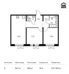 Планировка 2-комнатной квартиры, 56,7 м2