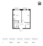 Планировка 1-комнатной квартиры, 33,9 м2