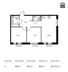 Планировка 2-комнатной квартиры, 59,9 м2