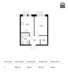 Планировка 1-комнатной квартиры, 33,7 м2