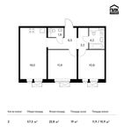 Планировка 2-комнатной квартиры, 57,5 м2