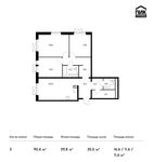 Планировка 3-комнатной квартиры, 90,4 м2