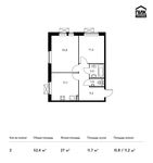 Планировка 2-комнатной квартиры, 52,4 м2
