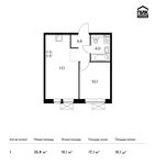 Планировка 1-комнатной квартиры, 35,8 м2