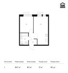 Планировка 1-комнатной квартиры, 35,7 м2