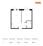 Планировка 1-комнатной квартиры, 41,5 м2