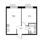 Планировка 1-комнатной квартиры, 41 м2