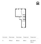 Планировка 3-комнатной квартиры, 77,4 м2