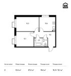 Планировка 2-комнатной квартиры, 51,6 м2