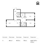 Планировка 3-комнатной квартиры, 86,5 м2