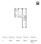 Планировка 3-комнатной квартиры, 70,3 м2