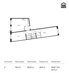 Планировка 3-комнатной квартиры, 76,6 м2