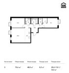 Планировка 3-комнатной квартиры, 75,6 м2