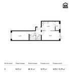 Планировка 2-комнатной квартиры, 53,3 м2