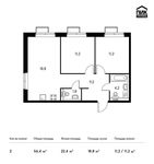Планировка 2-комнатной квартиры, 56,4 м2