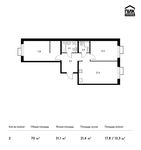 Планировка 2-комнатной квартиры, 70 м2