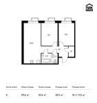 Планировка 2-комнатной квартиры, 59,6 м2